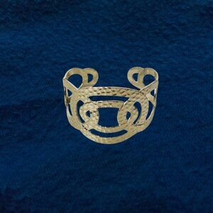 Vintage Hammered Metal Cuff Bracelet Open Circles